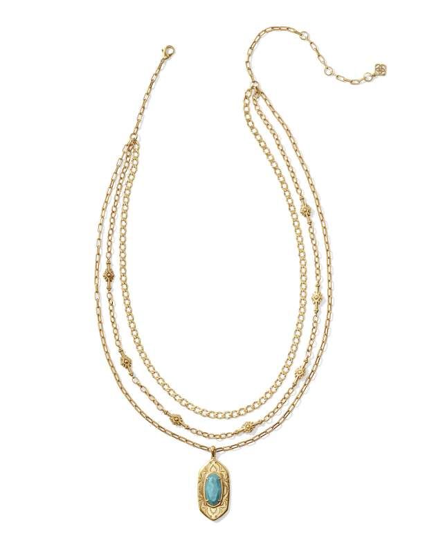 Keziah Vintage Gold Multi Strand Necklace in Variegated Dark Teal Magnesite | Kendra Scott | Kendra Scott