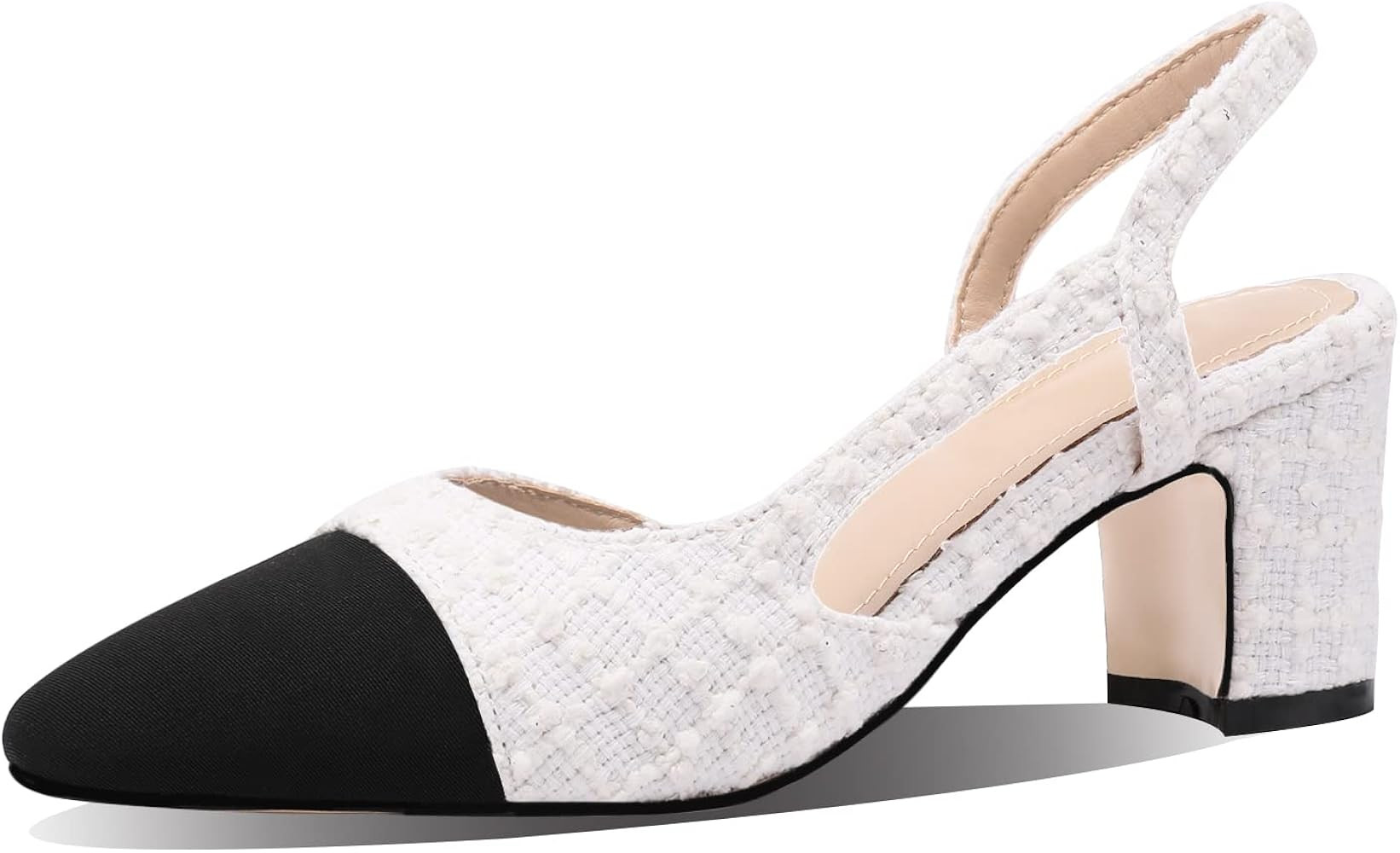 MIRAAZZURRA Women Sling Back Pumps Chunky Heels Sexy Splicing Round Toe Casual Wedding Shoes for ... | Amazon (US)