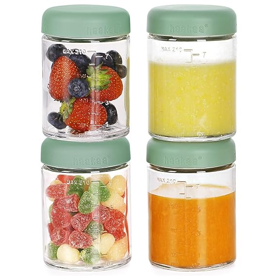 haakaa Baby Food Storage Containers Set,100% Leak-Proof Glass Baby Food Jars with Silicone Lids, ... | Amazon (US)