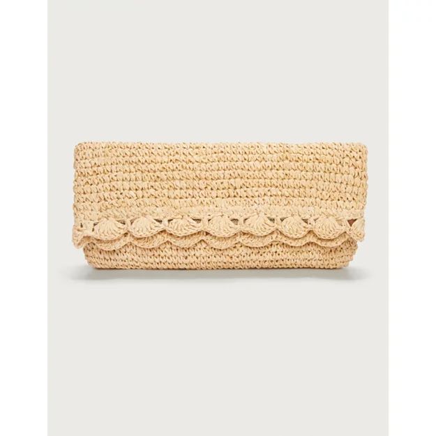 Scalloped Straw Fold-Over Clutch | Handbags & Wallets | The White Company | The White Company (UK)