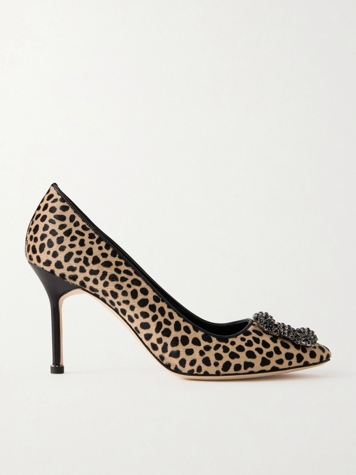 Manolo Blahnik - Hangisi 90 Embellished Leopard-print Calf Hair Pumps - Animal Print | NET-A-PORTER (US)