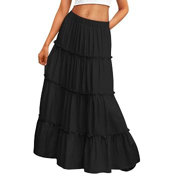 Trendy Queen Vacation Outfits Long Skirts for Women Boho Maxi Skirt Elastic High Waist Dress with... | Amazon (US)