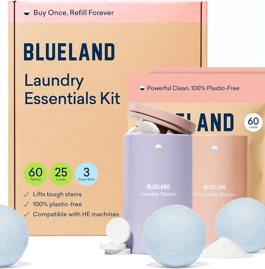 BLUELAND Laundry Essentials Kit, Spring Bloom - Plastic-Free Laundry Detergent Tablets, Oxi Boost... | Amazon (US)