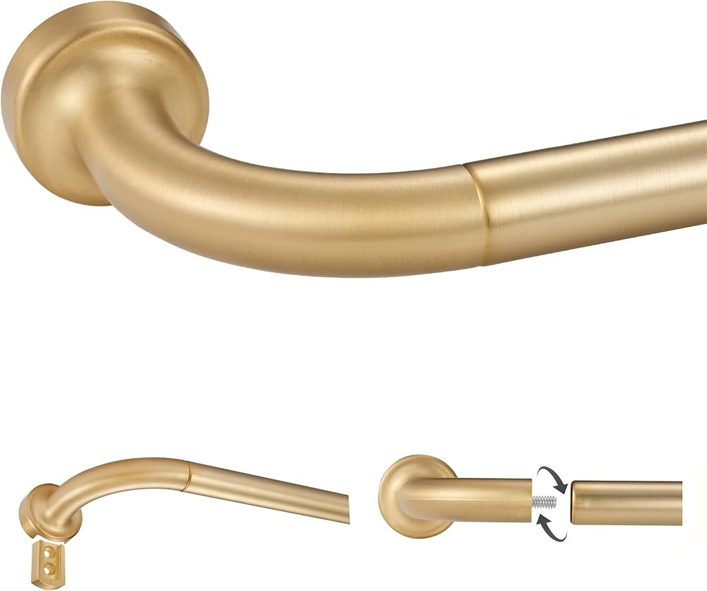 Warm Gold Disc Curtain Rods, 84-144 Inches Window Curtain Rod,Adjustable Room Darkening Curtain R... | Amazon (US)