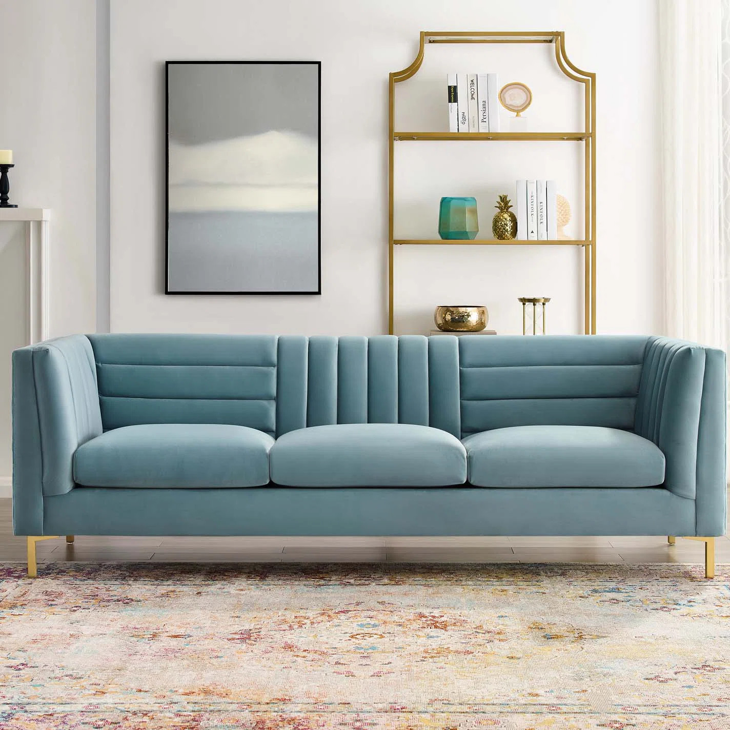 Silver Orchid Adams Channel Tufted Performance Velvet Sofa | Wayfair North America