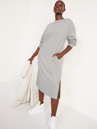 French-Terry Sweatshirt Midi Shift Dress for Women | Old Navy (US)
