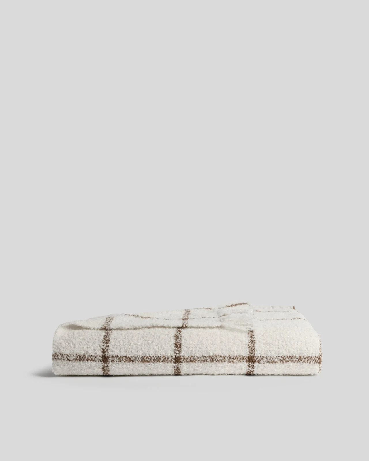 Alpaca Boucle Windowpane Throw (Cream with Tobacco) | Parachute