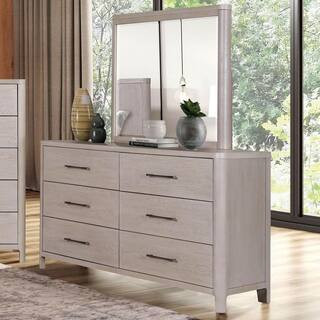 Anora Oak 6-Drawer 66 in. Dresser with Mirror and Pewter Handles | The Home Depot