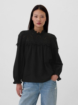 Eyelet Puff Sleeve Top | Gap Factory