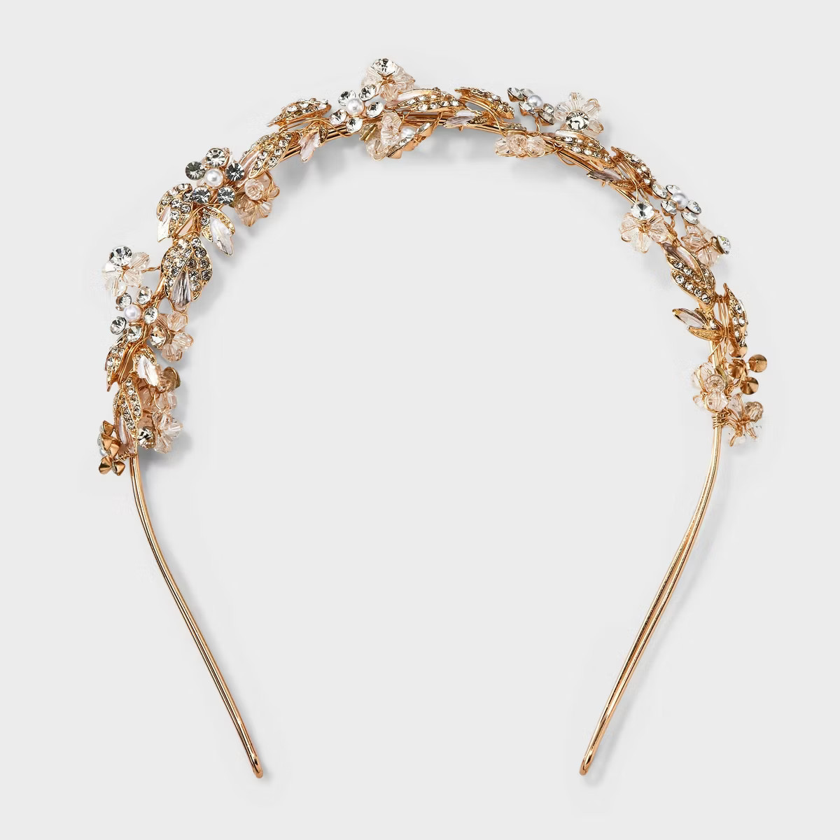 Rhinestone and Pearl Flower Cluster Hair Headband - A New Day™ Ivory | Target