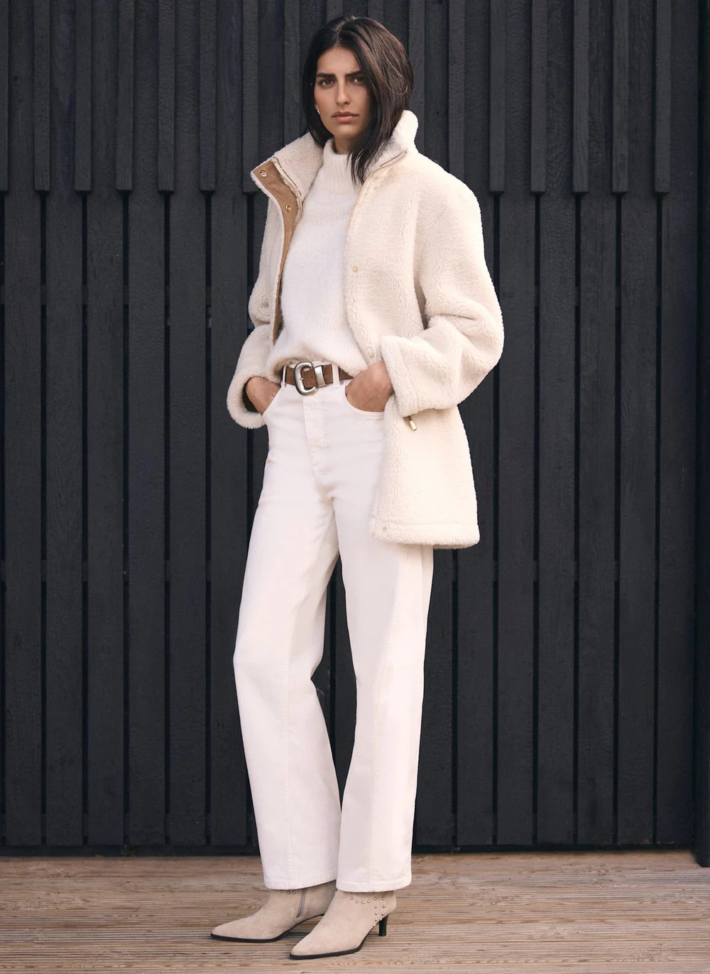 Cream Borg Parka Coat | Mint Velvet