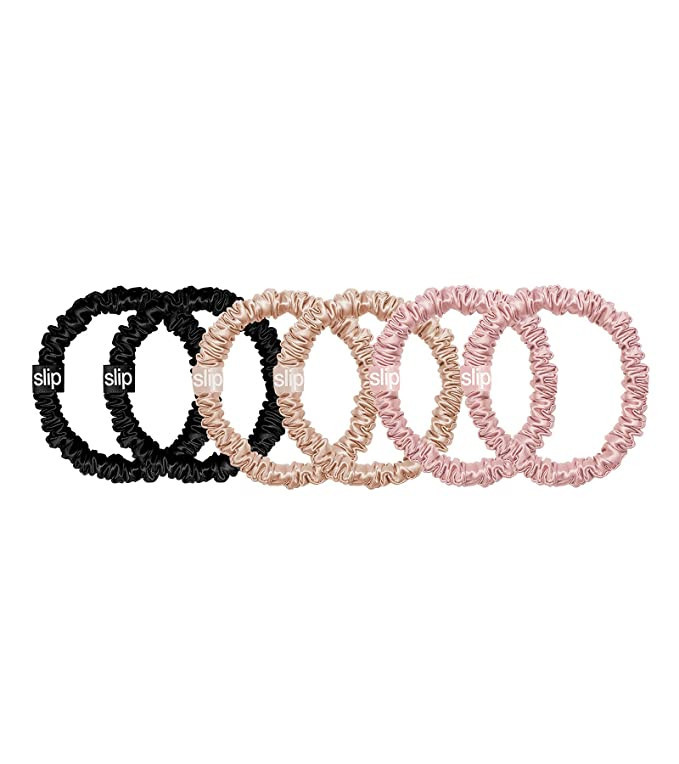 Slip Silk Skinnie Scrunchies in Black, Pink, and Caramel - 100% Pure 22 Momme Mulberry Silk Scrun... | Amazon (US)