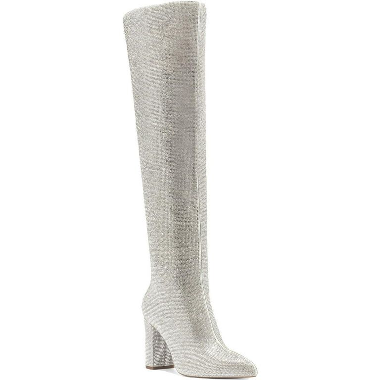 INC Womens Phebe Rhinestone Over-The-Knee Boots Silver 5 Medium (B,M) | Walmart (US)