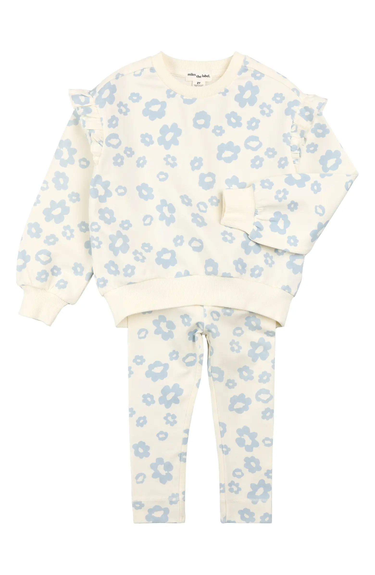 MILES THE LABEL Floral Ruffle Sweatshirt & Leggings Set | Nordstrom | Nordstrom
