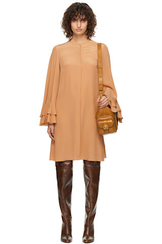 Pink Tiered Sleeve Minidress | SSENSE