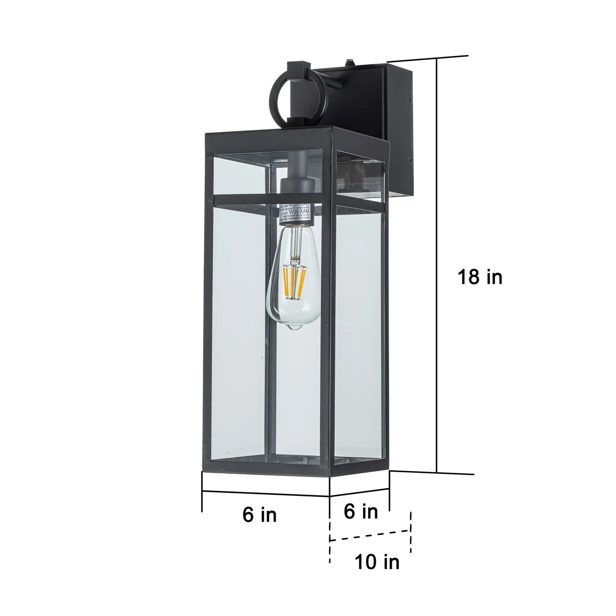 17 Stories 1 Light Black Dusk to Dawn Sensor Outdoor Wall Lantern Coach Sconces Light with Clear ... | Wayfair North America
