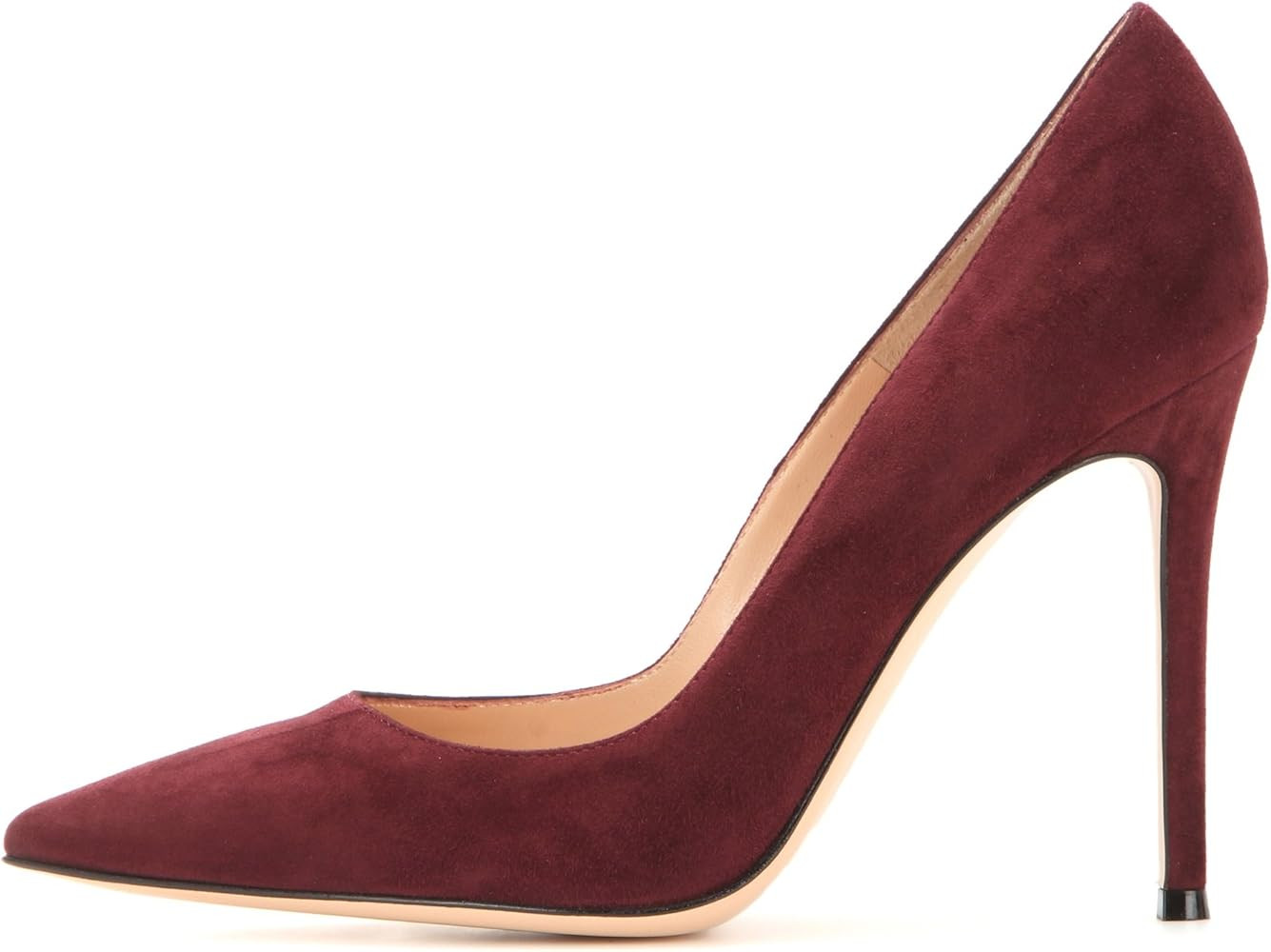 SAMMITOP Women's Pointed Toe High Heel Pumps 10cm Classic Stiletto Suede Shoes | Amazon (US)