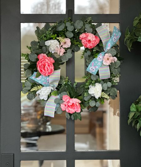 Spring Faux Wreath // It's March 1st and it's time to start decorating for Easter. I'm sharing this FUN DIY that I created for my front door. 

Faux Wreath, Spring Decor, Spring Flowers, Easter Ribbon 

#LTKSeasonal #LTKstyletip #LTKhome