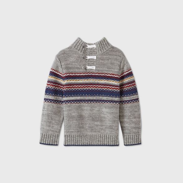 Toddler Boys' Handstitched Toggle Button Pullover Sweater - Cat & Jack™ Gray | Target