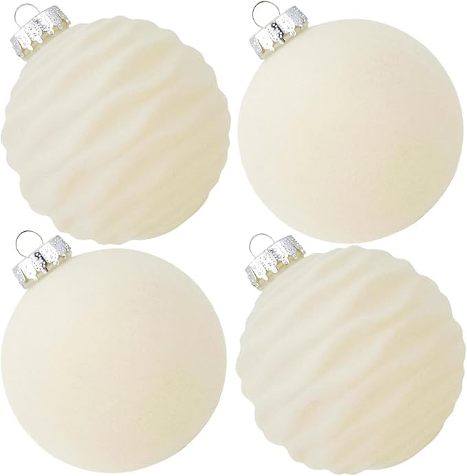 Velvet Christmas Balls Large Hanging Shatterproof Flocked Christmas Tree Ornaments for Xmas Tree ... | Amazon (US)
