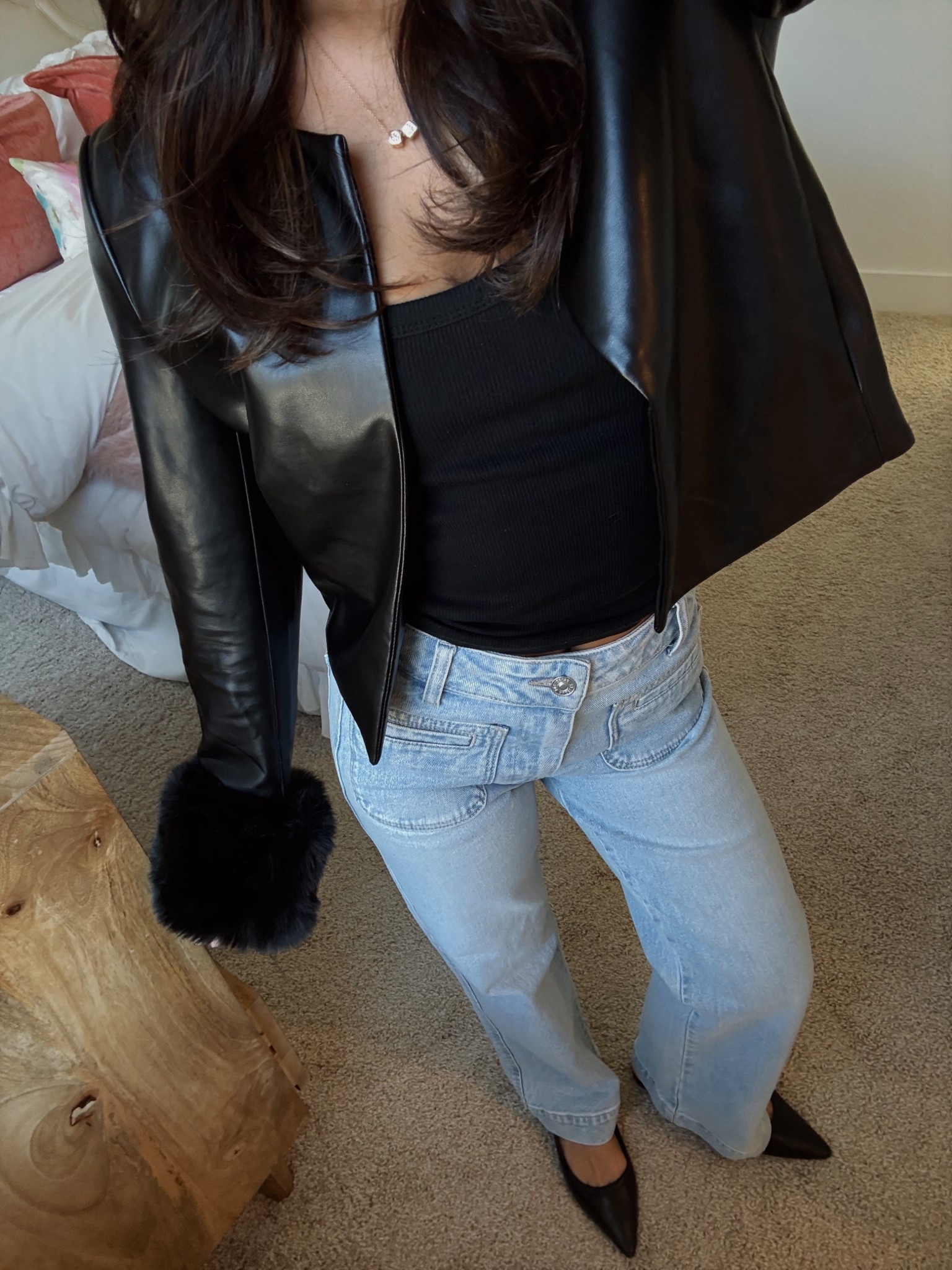 Obsessed with this J. Society coat with fur cuffs!  Jeans are PAIGE that I got last summer, tank is Zara, and shoes are Free people on revolve that are now sold out. Tagged similar items!

#LTKSeasonal #LTKootd #LTKHoliday