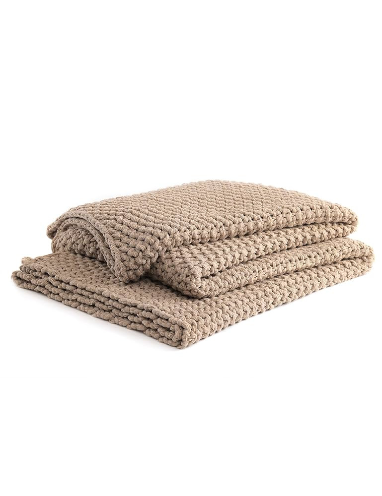 YnM Chunky Cotton Knit Throw Blanket, Cable Knit Throws for Bed Couch Sofa, Comfy & Relaxing, Dec... | Amazon (US)