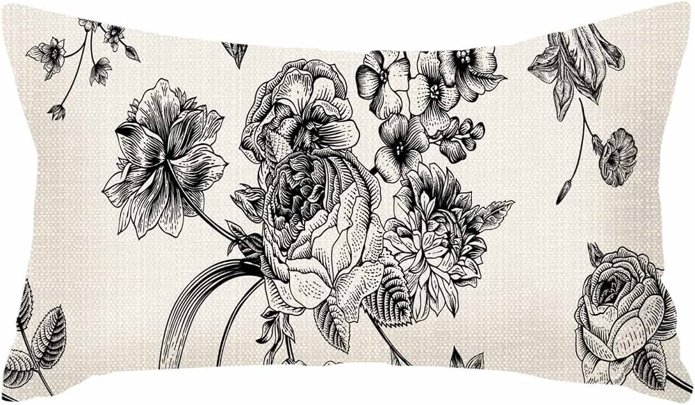 IBILIU Roses Tulips，Throw Pillow Covers Vintage Floral with Victorian Bouquet of Flowers on Gar... | Amazon (US)