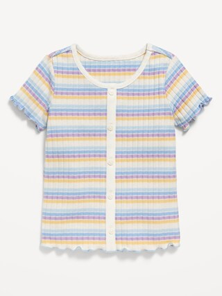 Short-Sleeve Lettuce-Edge Button-Front Top for Toddler Girls | Old Navy (US)