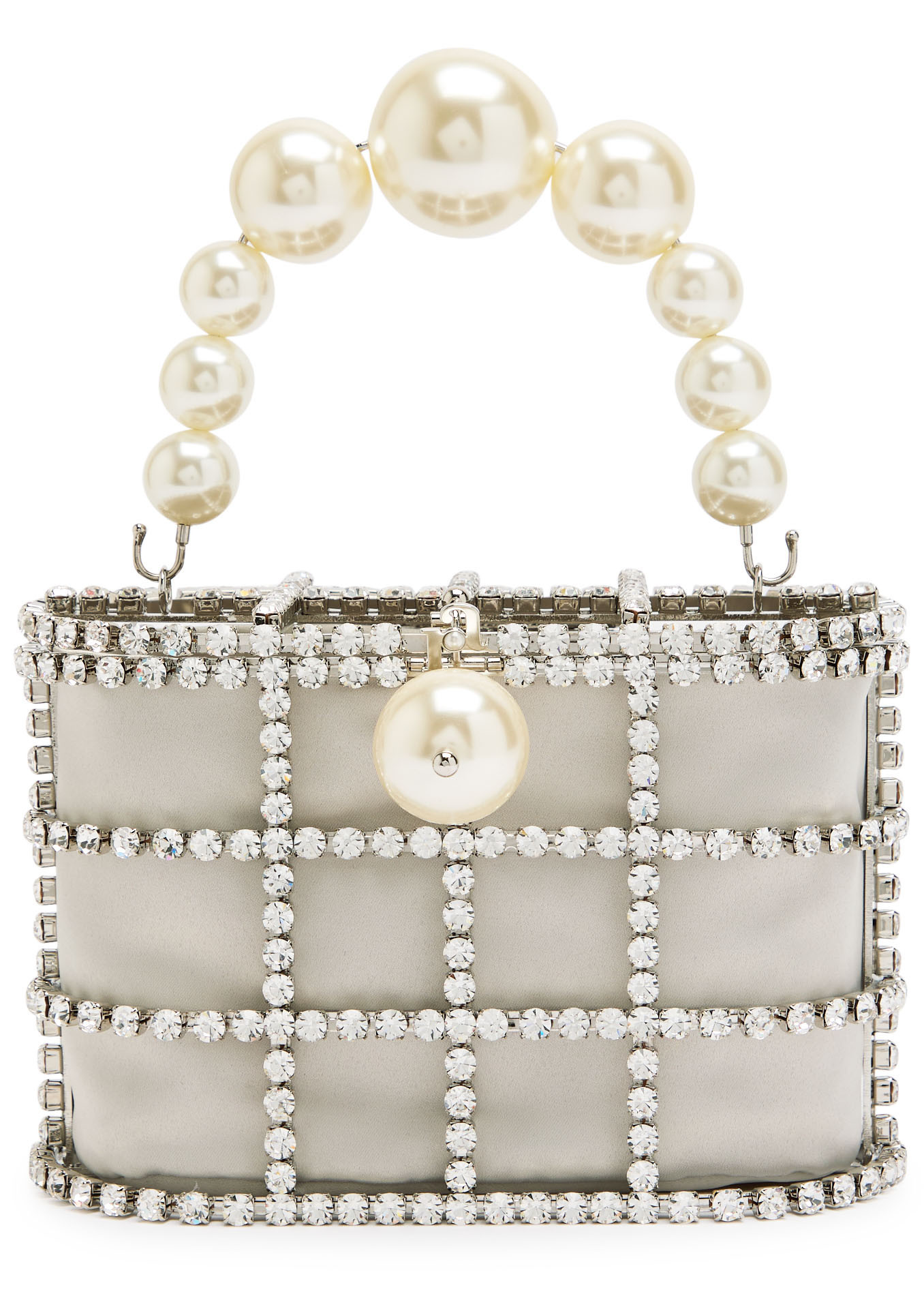 Holli crystal-embellished satin top handle bag | Harvey Nichols