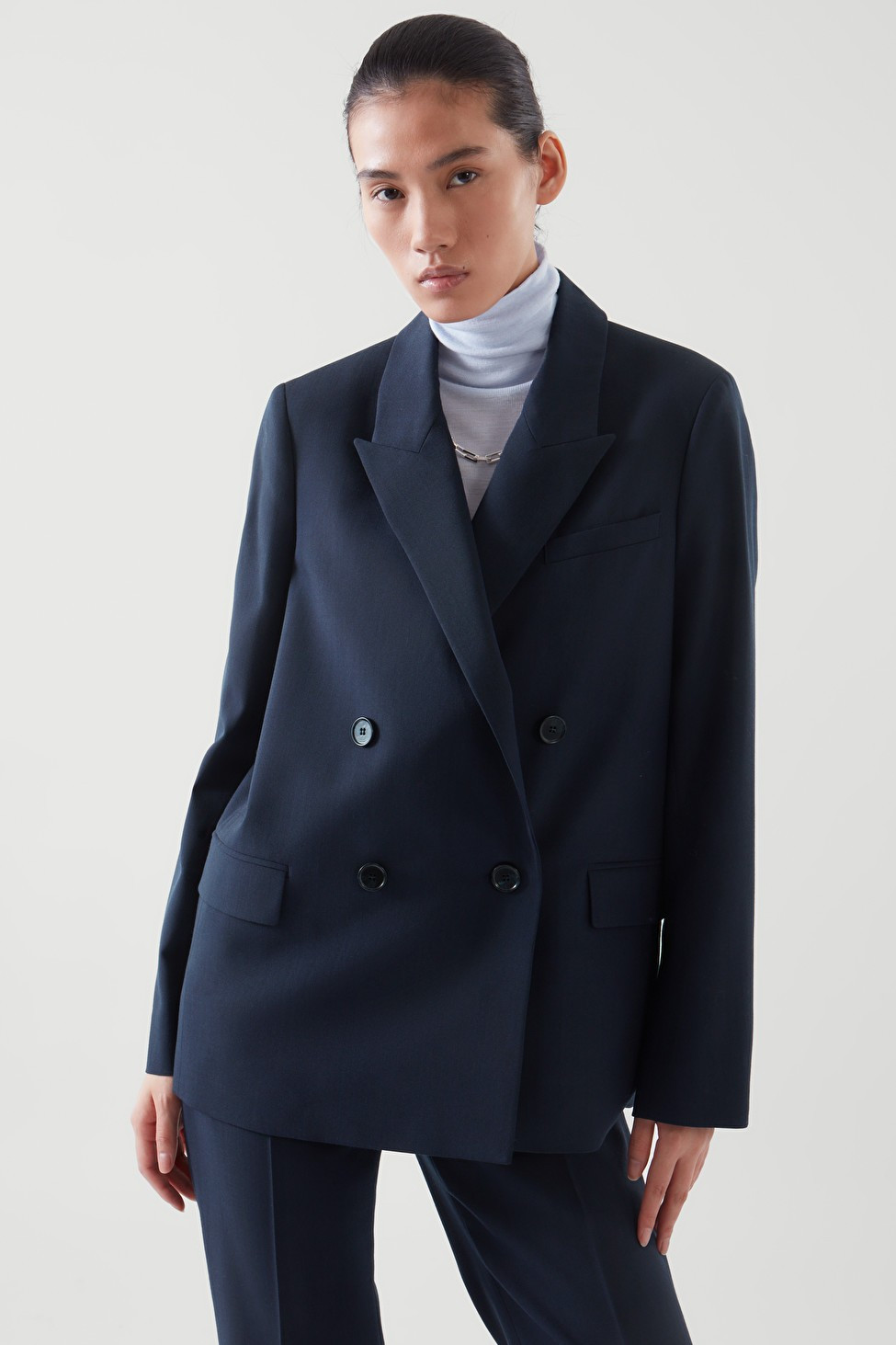 REGULAR-FIT DOUBLE-BREASTED BLAZER - NAVY - COS | COS (US)