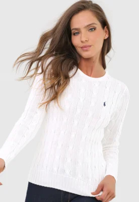 Suéter Polo Ralph Lauren Relevo Branco | Dafiti BR