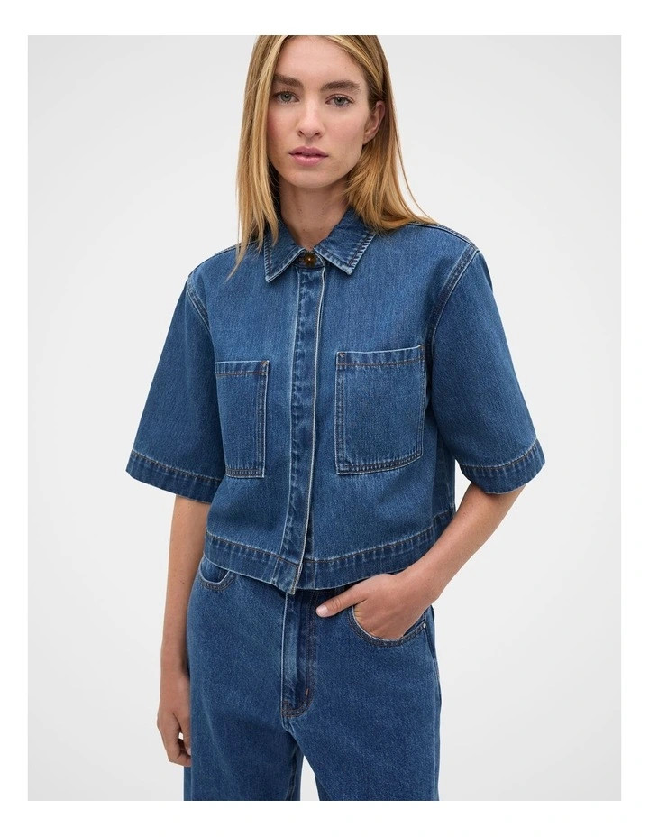 Denim Boxy Shirt in Blue | Myer