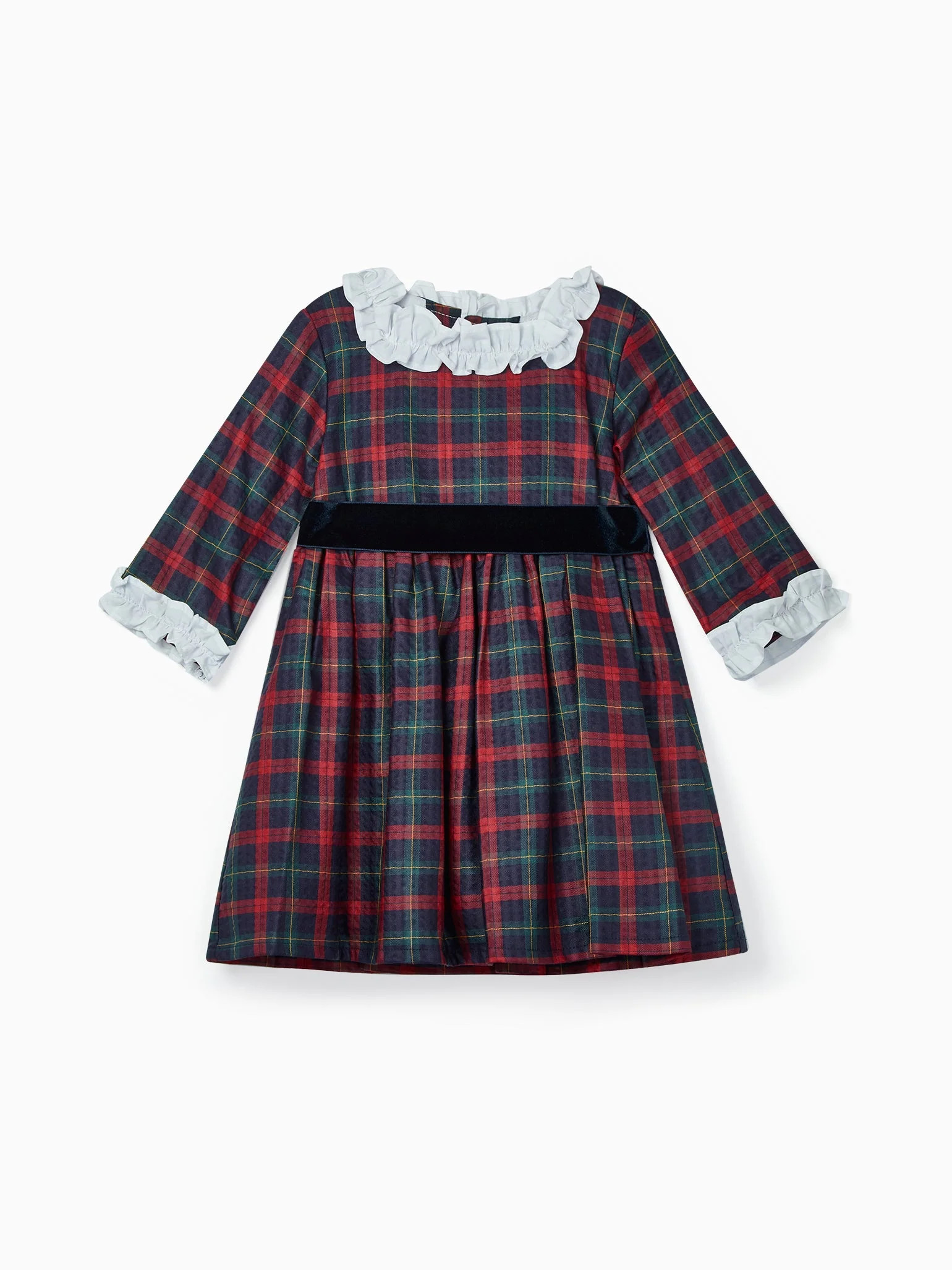 Navy Tartan Silas Girl Dress | La Coqueta