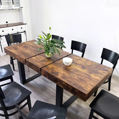 Extendable Dining Table 6-10 Person Modern Farmhouse Wooden Expanding | Wayfair North America