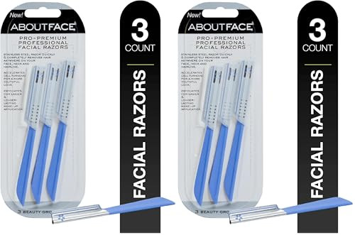 About Face Pro-Premium Facial Razors - 3 Beauty Groomers for Hair Removal, Ideal for Shaving, Exfoliating, Dermaplaning and Brow Shaping, Japanese Stainless Steel Gently Removes Facial Hair | Amazon (US)