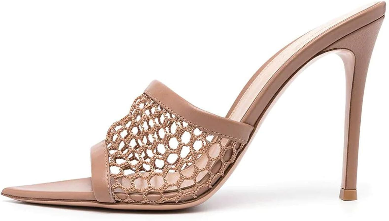 FSJ Women Fashion Mid High Heels Sandals Suede Slip on Open Toe Mules Sexy Summer Casual Slide Sh... | Amazon (US)