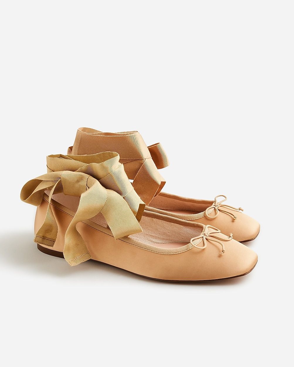 Quinn lace-up ballet flats in satin | J.Crew US