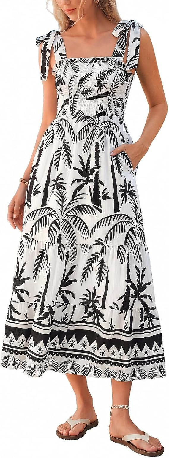 Kate Kasin Summer Womens Floral Boho Maxi Dress, Spaghetti Tie Strap Long Sun Dresses, 2026 Vacat... | Amazon (US)