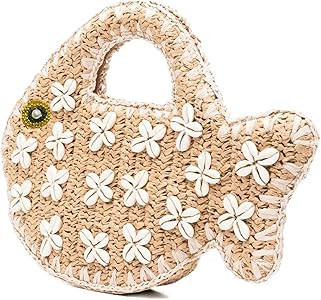 Fish Purse Clutch Straw Woven Fish Shaped Handbag Small Fun Bag Mini Novelty Tote for Women Summe... | Amazon (US)