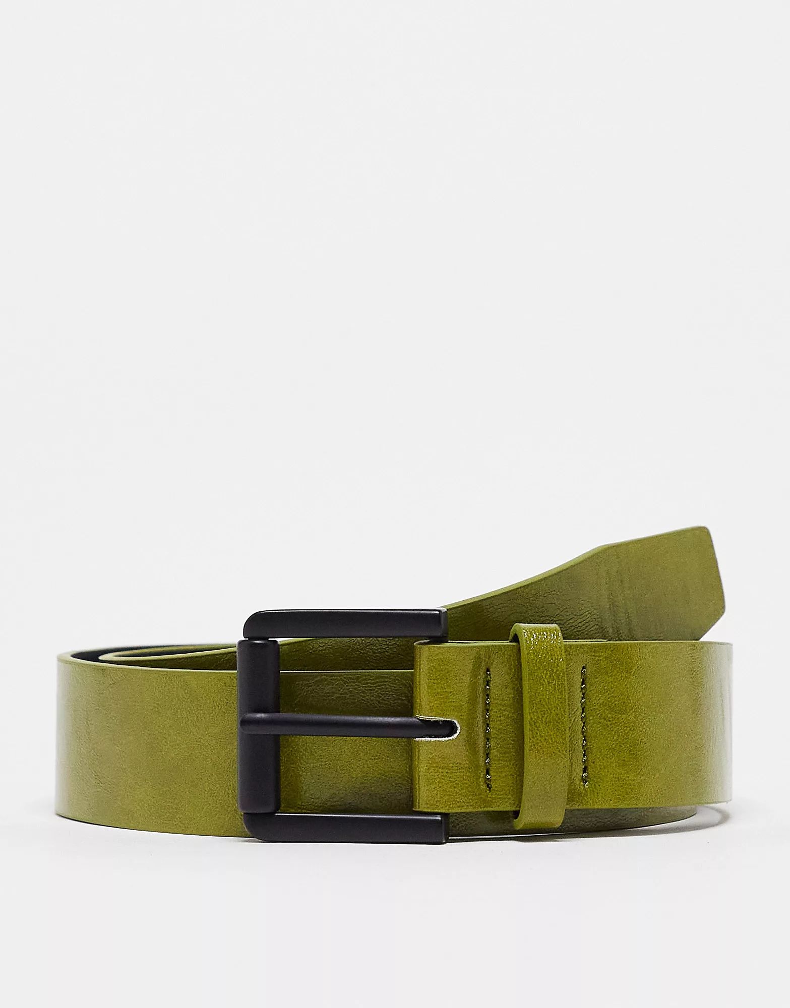 ASOS DESIGN wide faux leather belt in green texture | ASOS (Global)