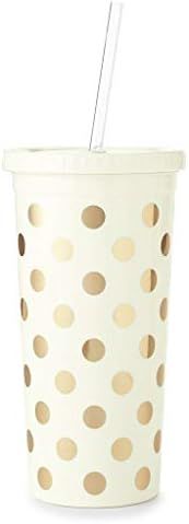 Kate Spade New York Insulated Plastic Tumbler with Reusable Straw, 20 Ounces, Gold Dots | Amazon (US)