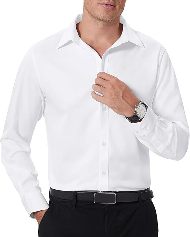 Stain Shield Dress Shirts for Men Long Sleeve Mens Dress Shirts Slim Fit Casual Button Down Shirt... | Amazon (US)