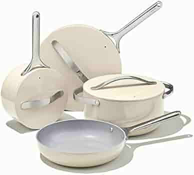 Caraway Nonstick Ceramic Cookware Set (12 Piece) Pots, Pans, Lids and Kitchen Storage - Non Toxic... | Amazon (US)