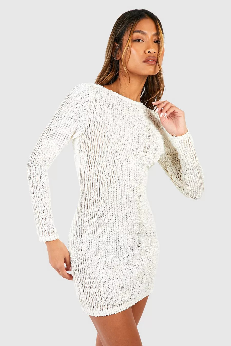 Cowl Back Knitted Bodycon Dress | Boohoo.com (UK & IE)