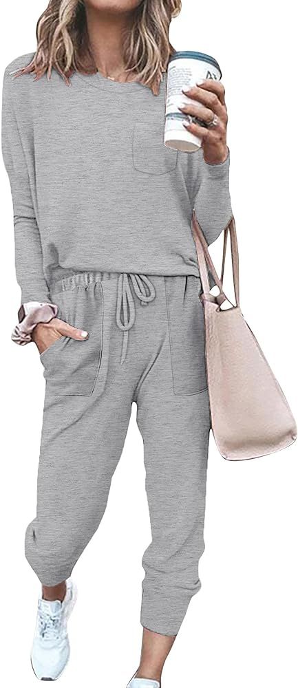 Bofell Lounge Sets for Women Two Piece Outfits with Pockets Loose Fit | Amazon (US)
