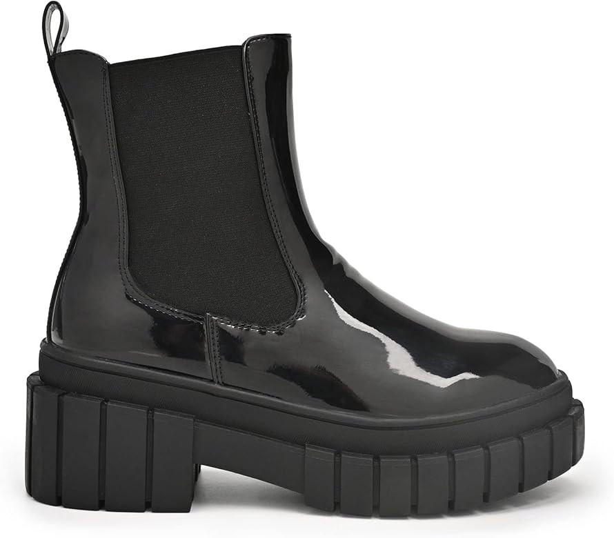 READYSALTED Women's Ankle Low Heel Platform Chunky Sole chelsea Slip On Boots(HONGO1 & HUNCH1) | Amazon (US)