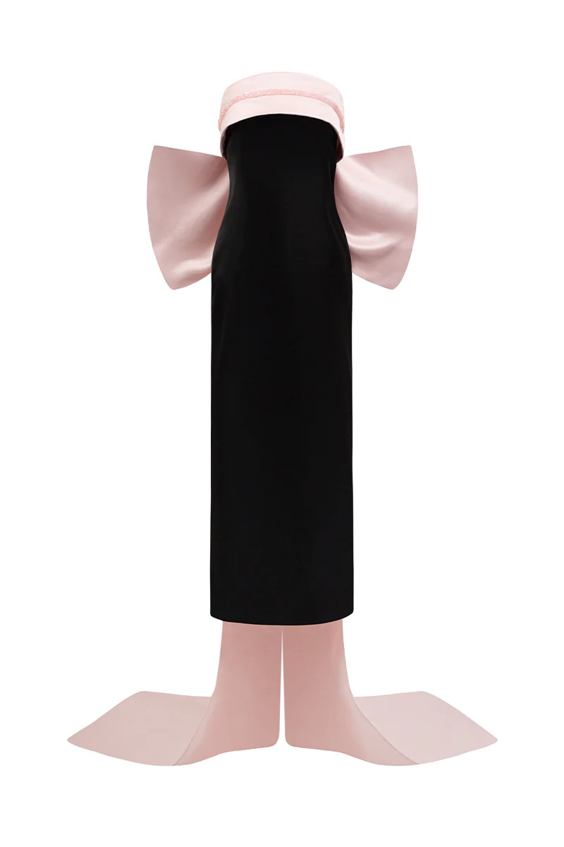 BUSTIER MIDI DRESS IN BLACK AND LIGHT PINK | I.H.F Studio | CULT MIA | CULT MIA UK LTD