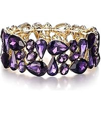 EVER FAITH Women's Art Deco Prom Jewelry Oval Teardrop Crystal Elastic Wedding Bridal Stretch Bra... | Amazon (US)