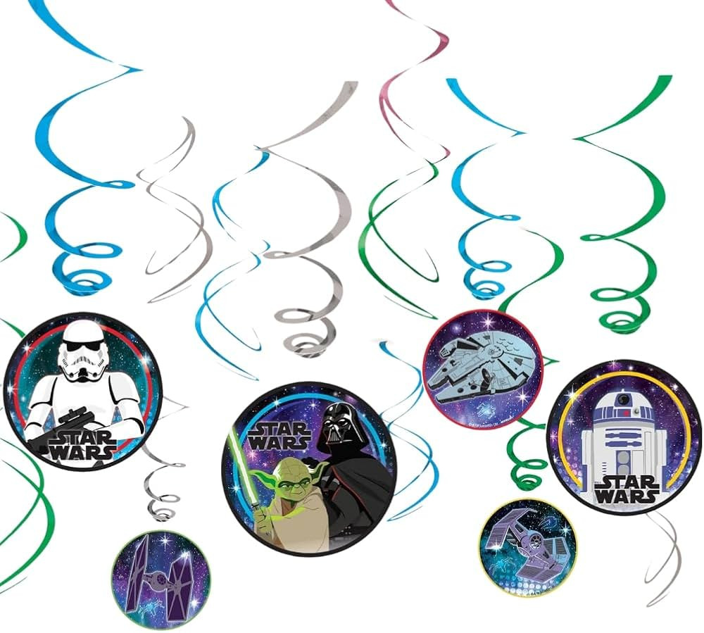 Swirl Hanging Decorations - 5" & 7" (Pack of 12) - Perfect for Themed Parties & Events, Star Wars... | Amazon (US)