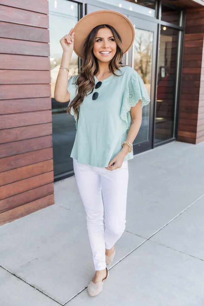 Passionate Kiss Sage Blouse | The Pink Lily Boutique